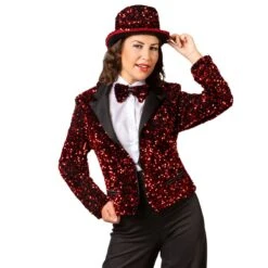 Damesblazer Paillet Rood Luxe