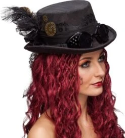 Steampunk Hoed Met Bril Zwart