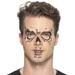 Face Tattoo Skull -Halloween Winkel 46774 gr4