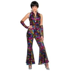 Disco Jumpsuit Regenboog Glitter