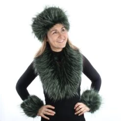 Luxe Bontmuts Flessengroen -Halloween Winkel bont accessoires groen gemeleerd 1