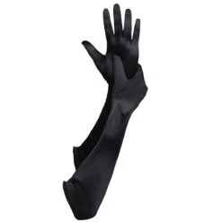 Handschoenen Lang Satijn Zwart