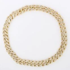 Gouden Schakelketting Met Steentjes -Halloween Winkel ketting goud bling 3 gr