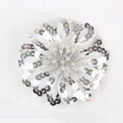 Paillettenbloem Broche/Haarspeld Zilver