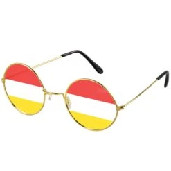 Oeteldonk Hippie Bril Rood Wit Geel