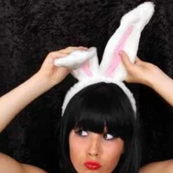 Diadeem Konijnenoren Wit/Roze