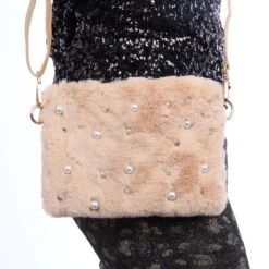 Bonttasje Met Parels Beige