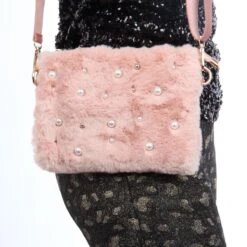 Bonttasje Met Parels Roze