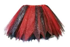 Tule Rok Glitter Twee Kleuren (div. Kleuren) -Halloween Winkel tule rok rood zwart glitters 2
