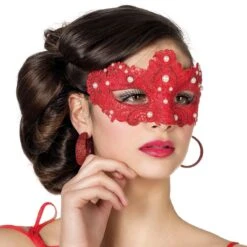 Oogmasker Rood Parels -Halloween Winkel wil 34390 08 1