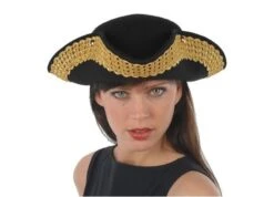 Piratenhoed Breed Galon Zwart/Goud